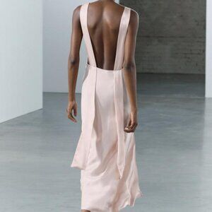ZARA OPEN BACK SATIN EFFECT DRESS